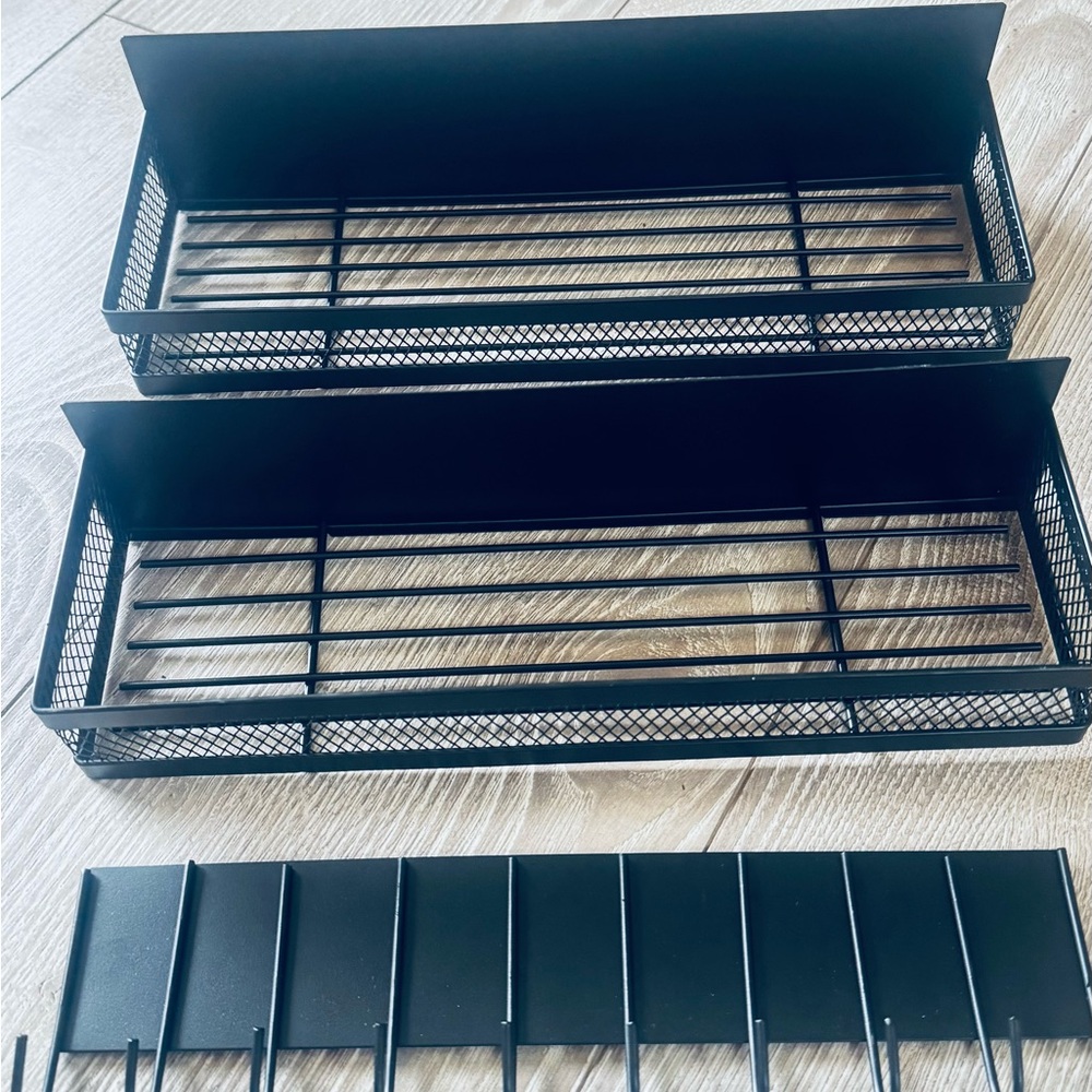 Black Metal Wall Organizer with Hooks